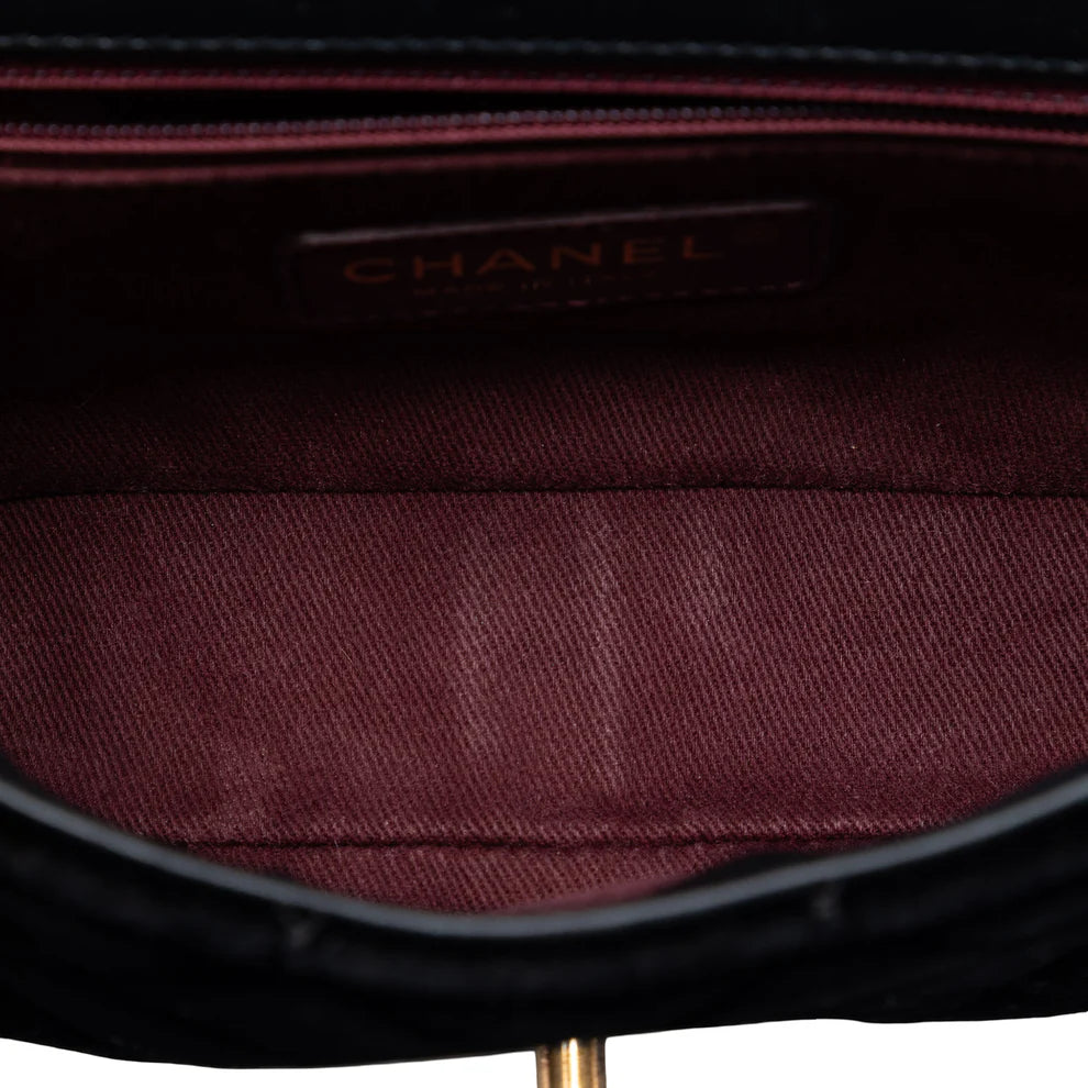 Chanel Small Quilted Velvet CC Eyelet Flap Bag