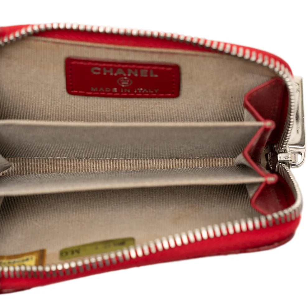 Chanel CC Quilted Patent Brilliant Zip Around Coin Pouch