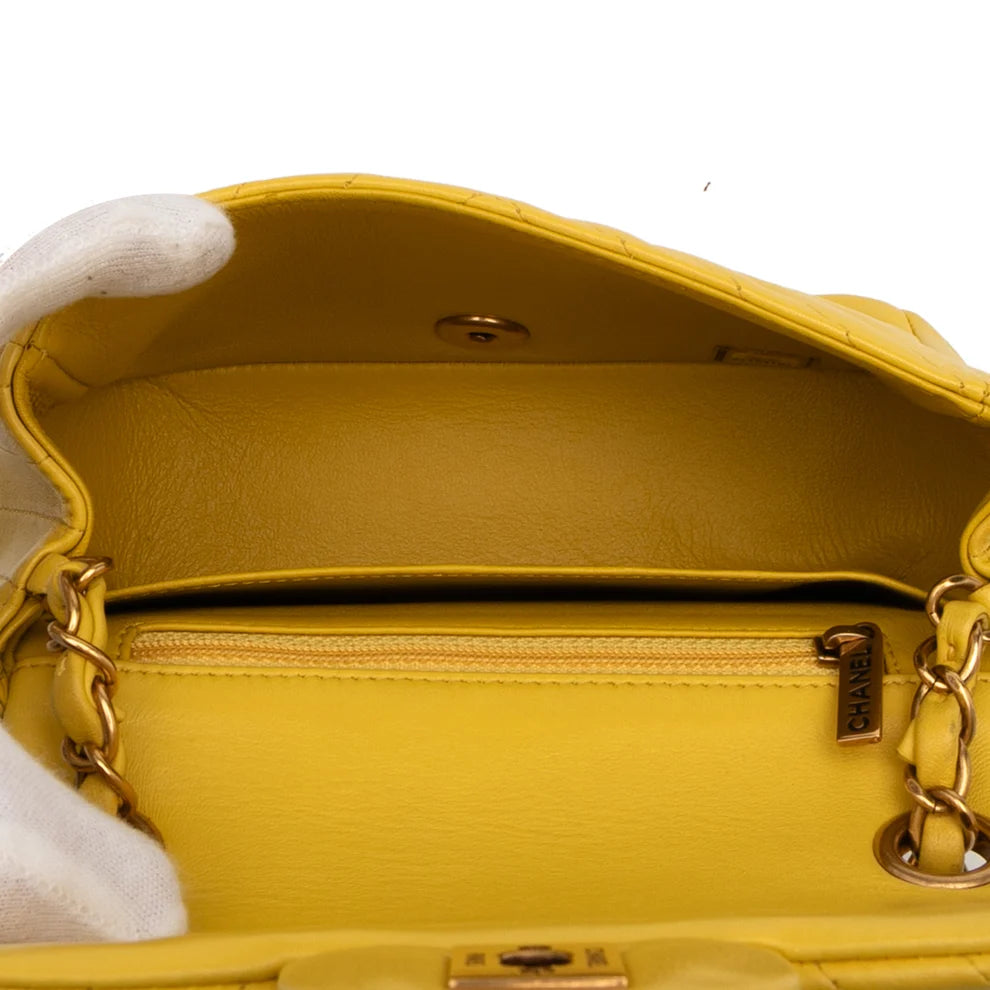 Chanel Mini Square Classic Chevron Lambskin Single Flap Bag