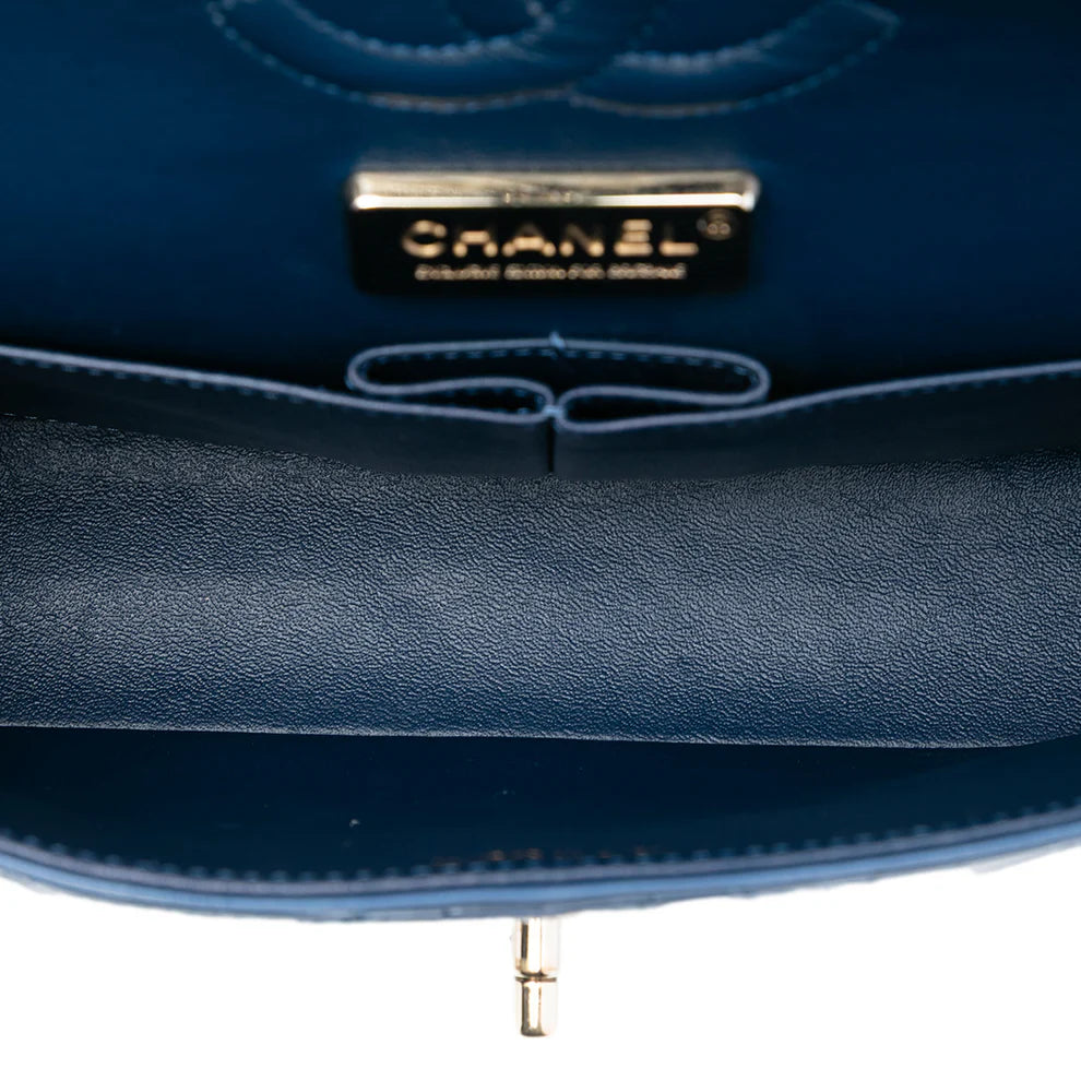 Chanel Medium Classic Glazed Calfskin Camellia Double Flap Bag
