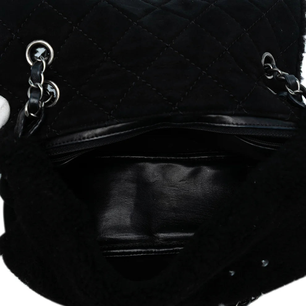 Chanel Medium Shearling Pearl Studded Flap Bag