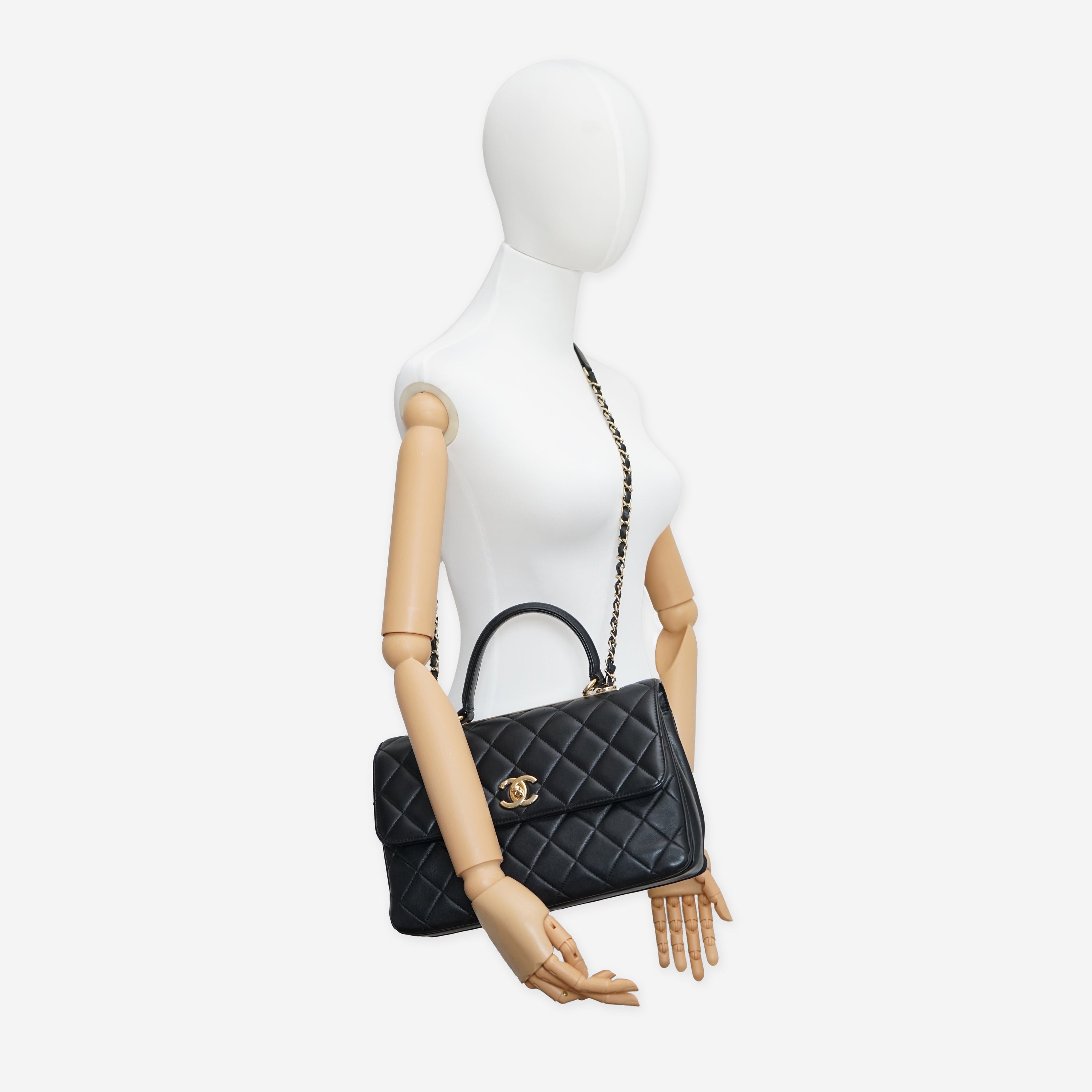 Chanel Trendy CC Black Flap Bag with Top Handle