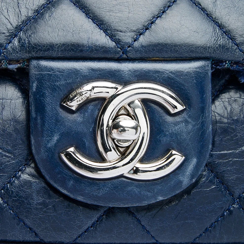 Chanel CC Wrinkled Lambskin and Tweed Shoulder Bag