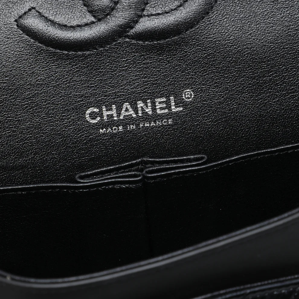 Chanel Medium Classic Chevron Patent So Black Double Flap Bag