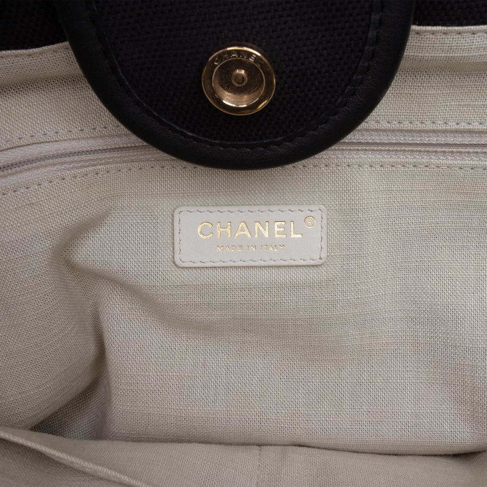 Chanel Medium Canvas Square Stitch Deauville Tote Bag