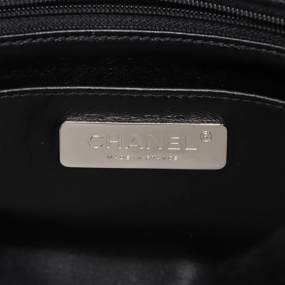 Chanel Shearling Camellia Pearl Embellished Flap Bag
