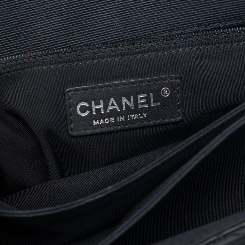 Chanel CC Quilted Lambskin and Grosgrain So Black Flap Bag