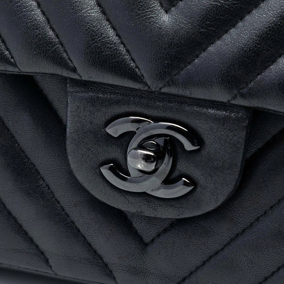 Chanel Medium Classic Chevron Lambskin So Black Double Flap Bag