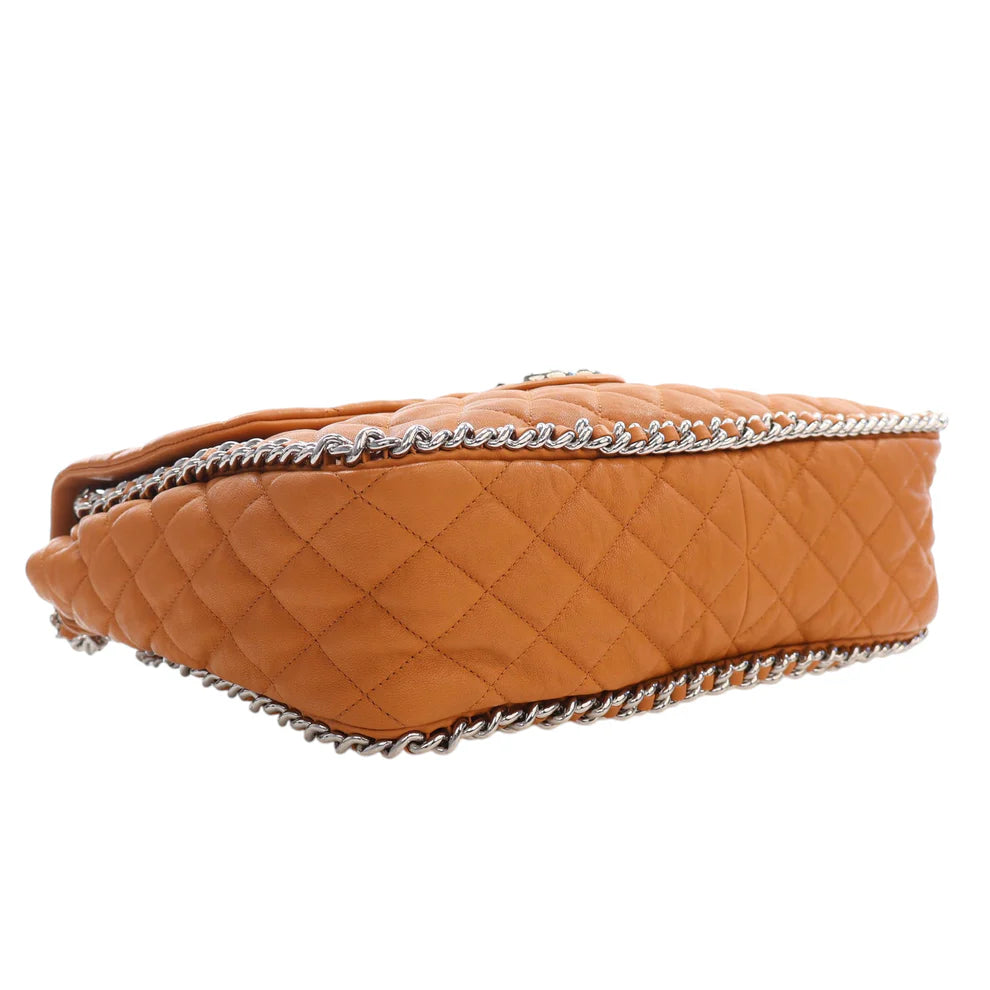 Chanel Maxi Quilted Washed Lambskin Chain Around Flap Bag