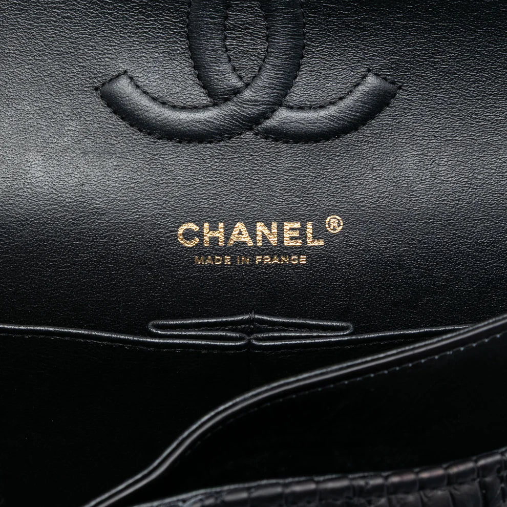 Chanel Medium Classic Chevron Calfskin Pleated Double Flap Bag