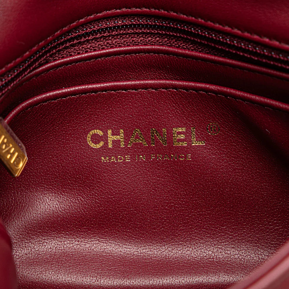 Chanel Mini Square Lambskin Coco Heart Chain Flap Bag