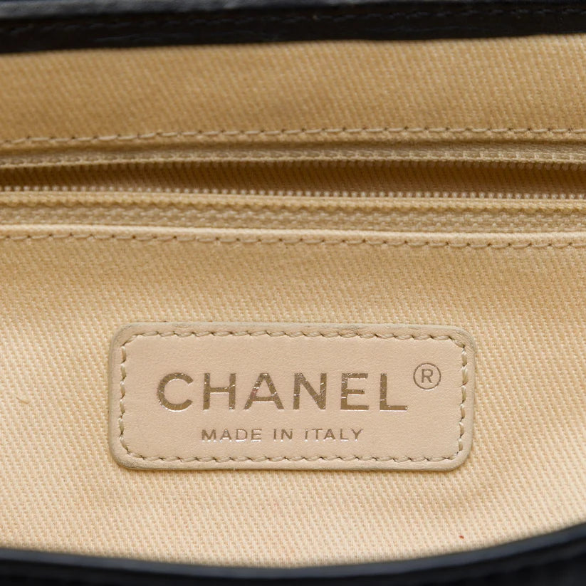 Chanel CC Raffia Fringe Trimmed Calfskin Chain Flap Bag