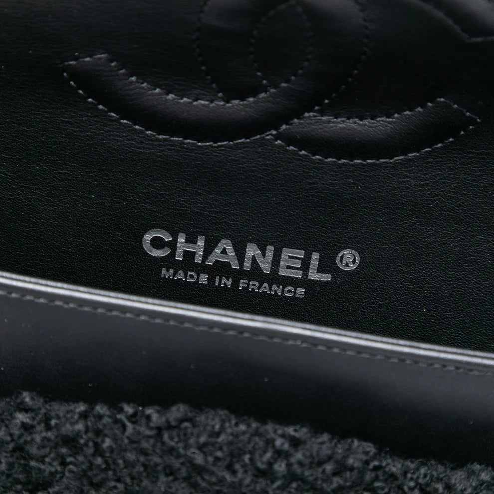 Chanel Medium Classic Tricolor Shearling Double Flap Bag