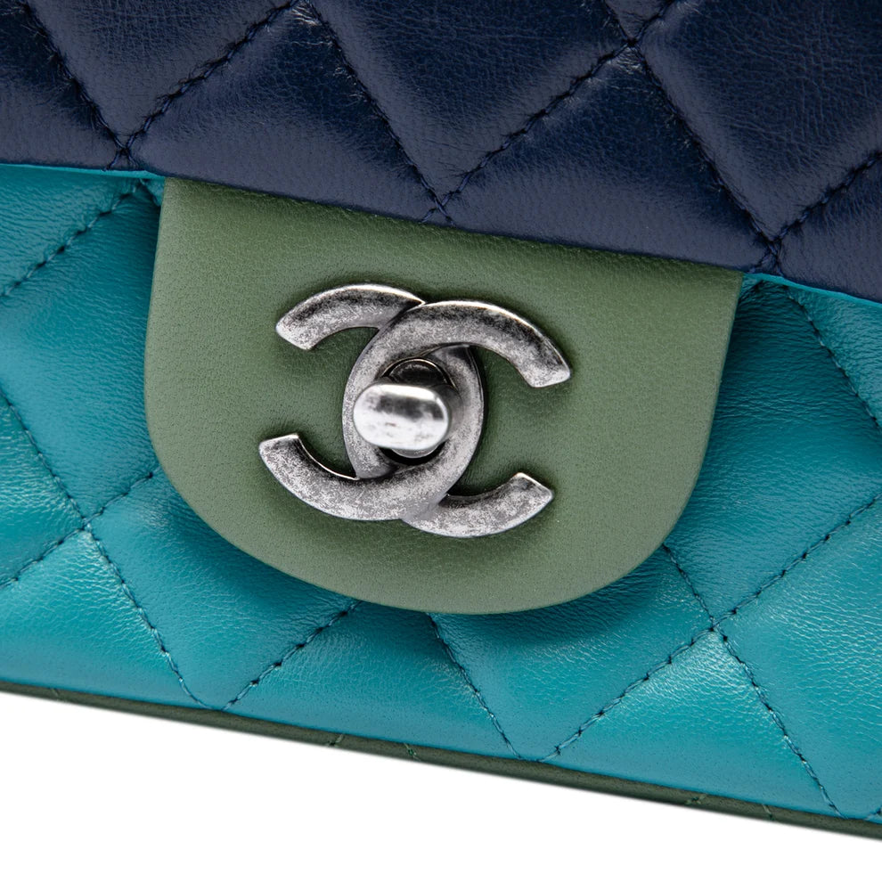 Chanel Mini Rectangular Classic Tricolor Lambskin Single Flap Bag