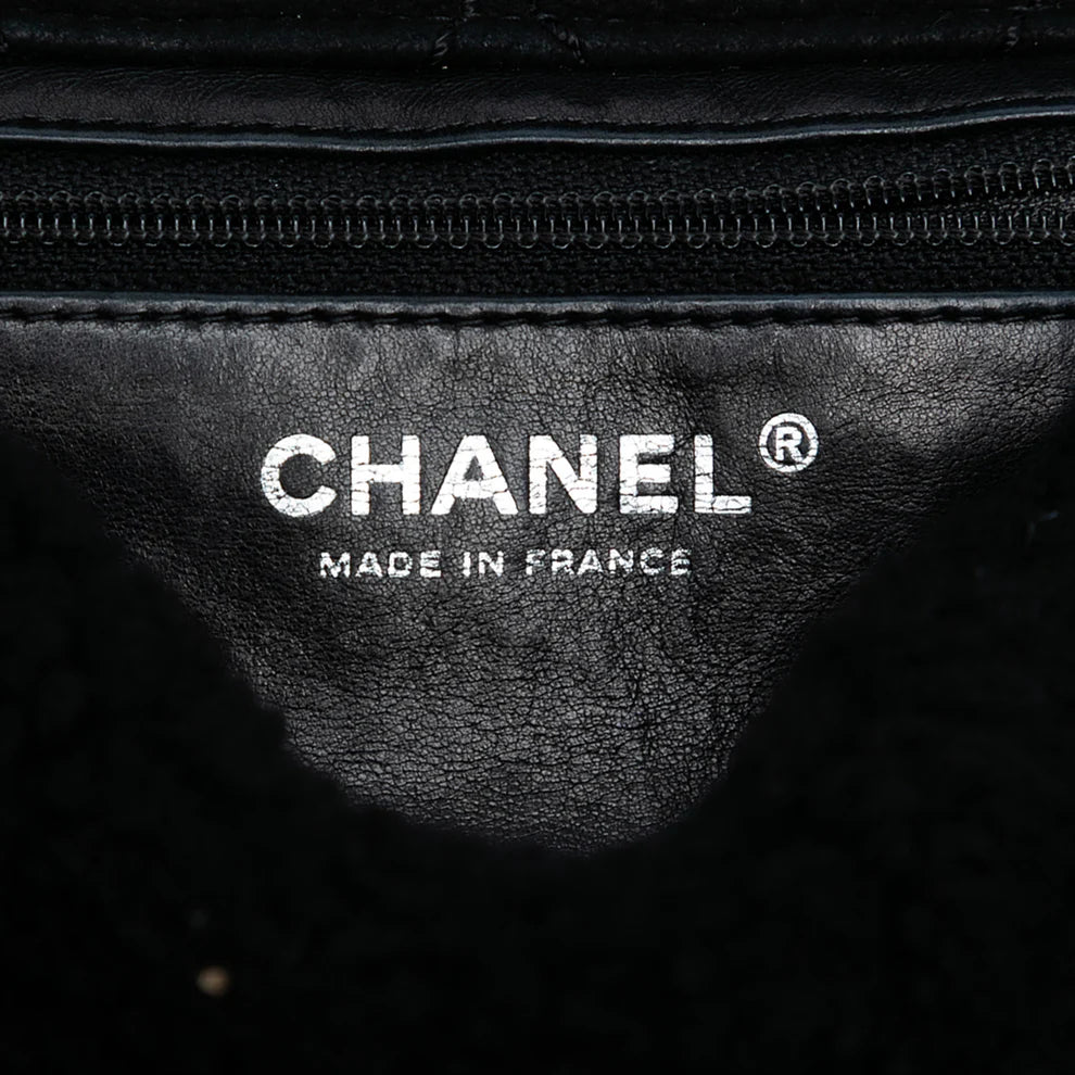 Chanel Medium Shearling Pearl Studded Flap Bag