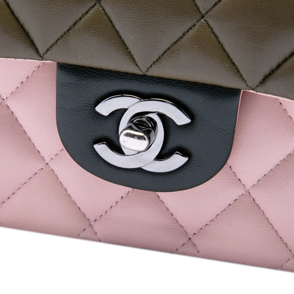 Chanel Medium Classic Tricolor Lambskin Double Flap Bag