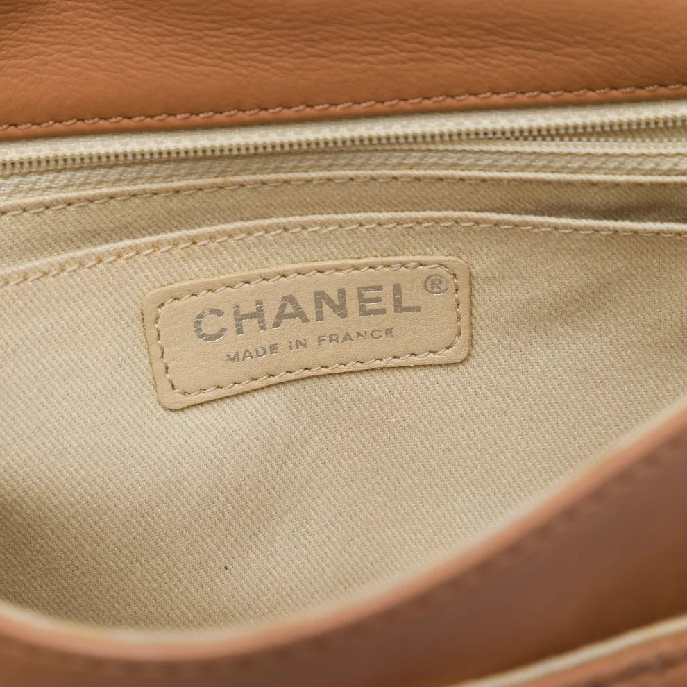 Chanel CC Quilted Calfskin Embossed Stitch Flap Bag