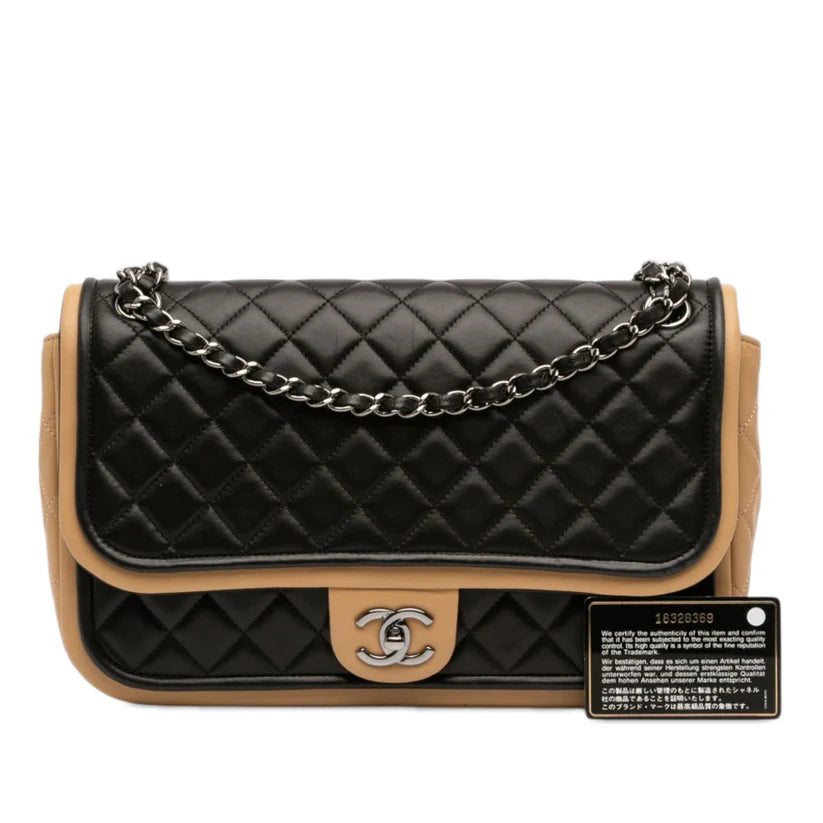 Chanel Jumbo Classic Bicolor Lambskin Twist Flap Bag