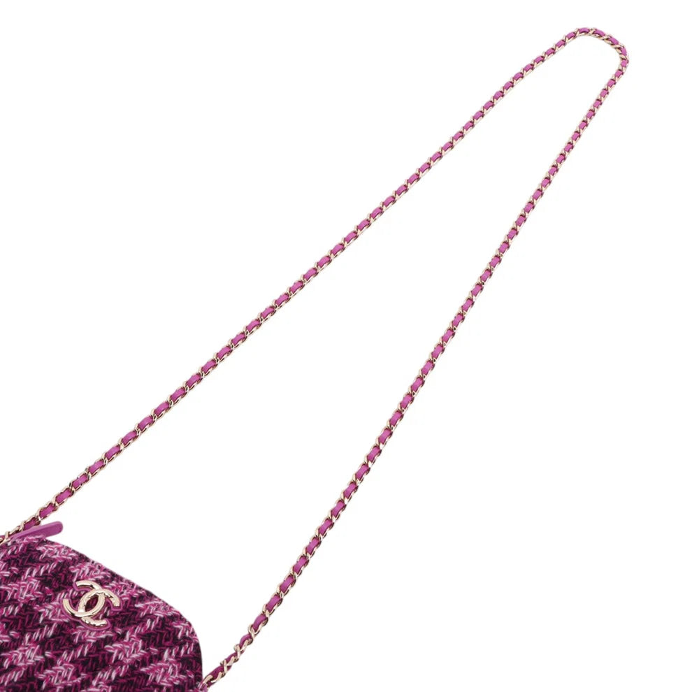 Chanel Mini CC Quilted Tweed Clutch With Chain Bag