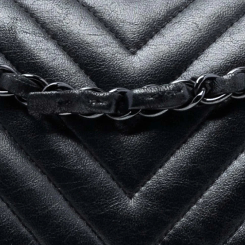 Chanel Medium Classic Chevron Lambskin So Black Double Flap Bag