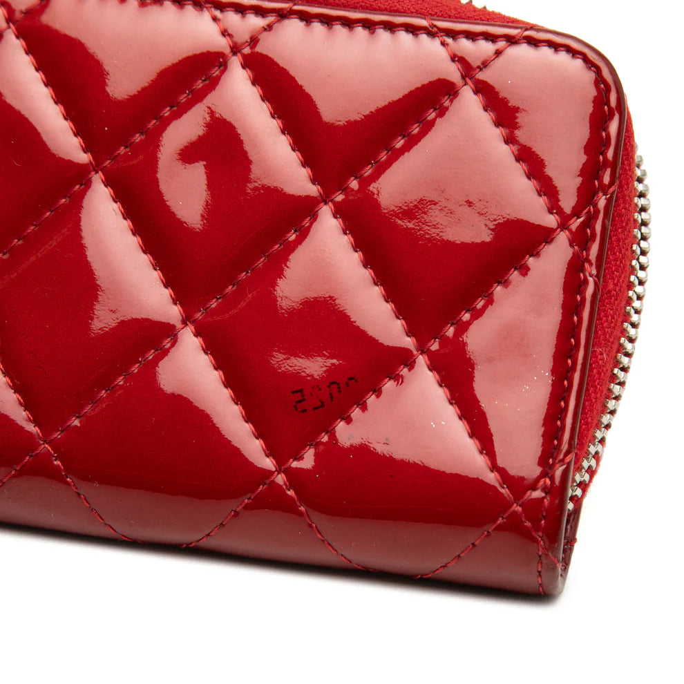 Chanel CC Quilted Patent Brilliant Zip Around Coin Pouch