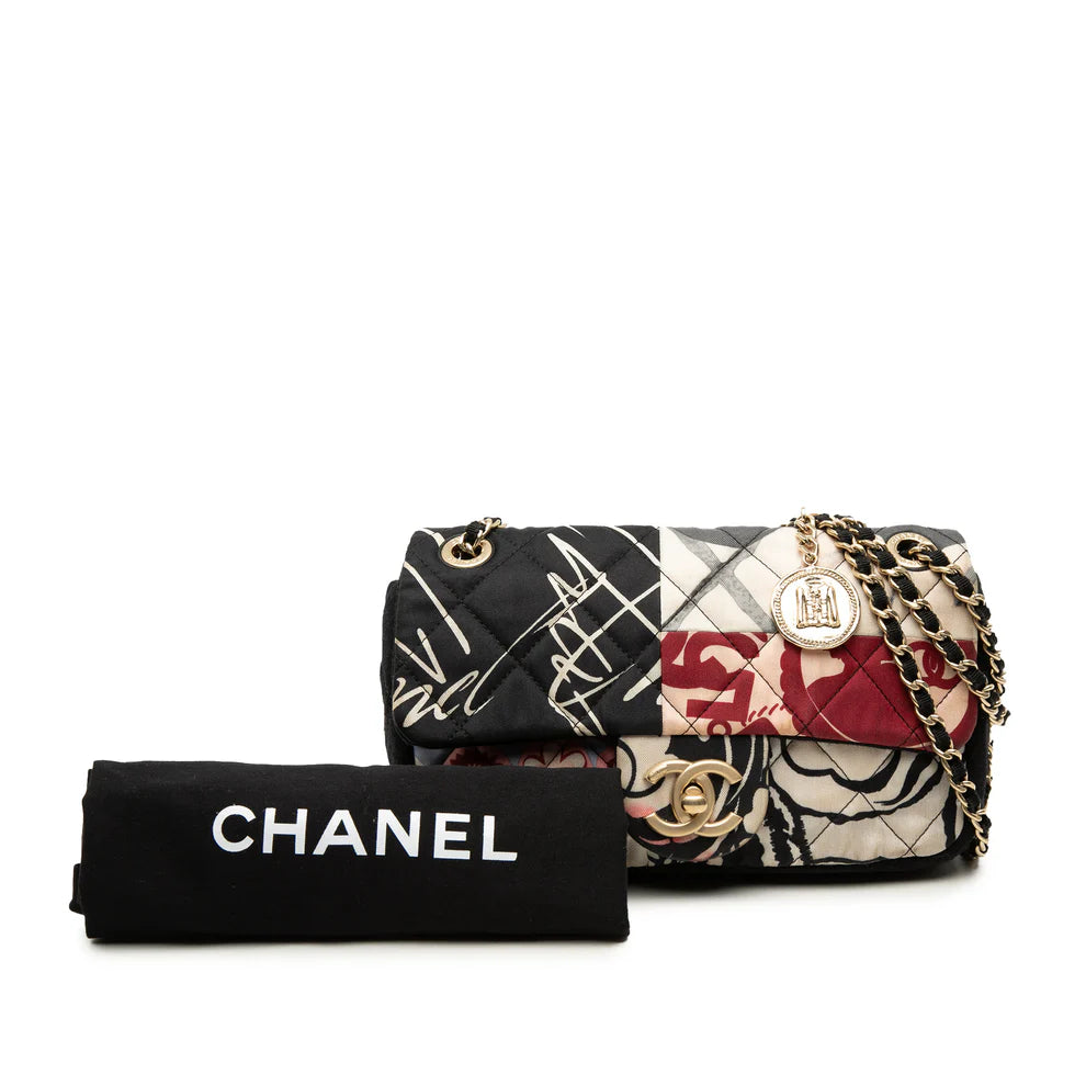 Chanel Mini Rectangular Printed Nylon and Jersey Patchwork Single Flap Bag