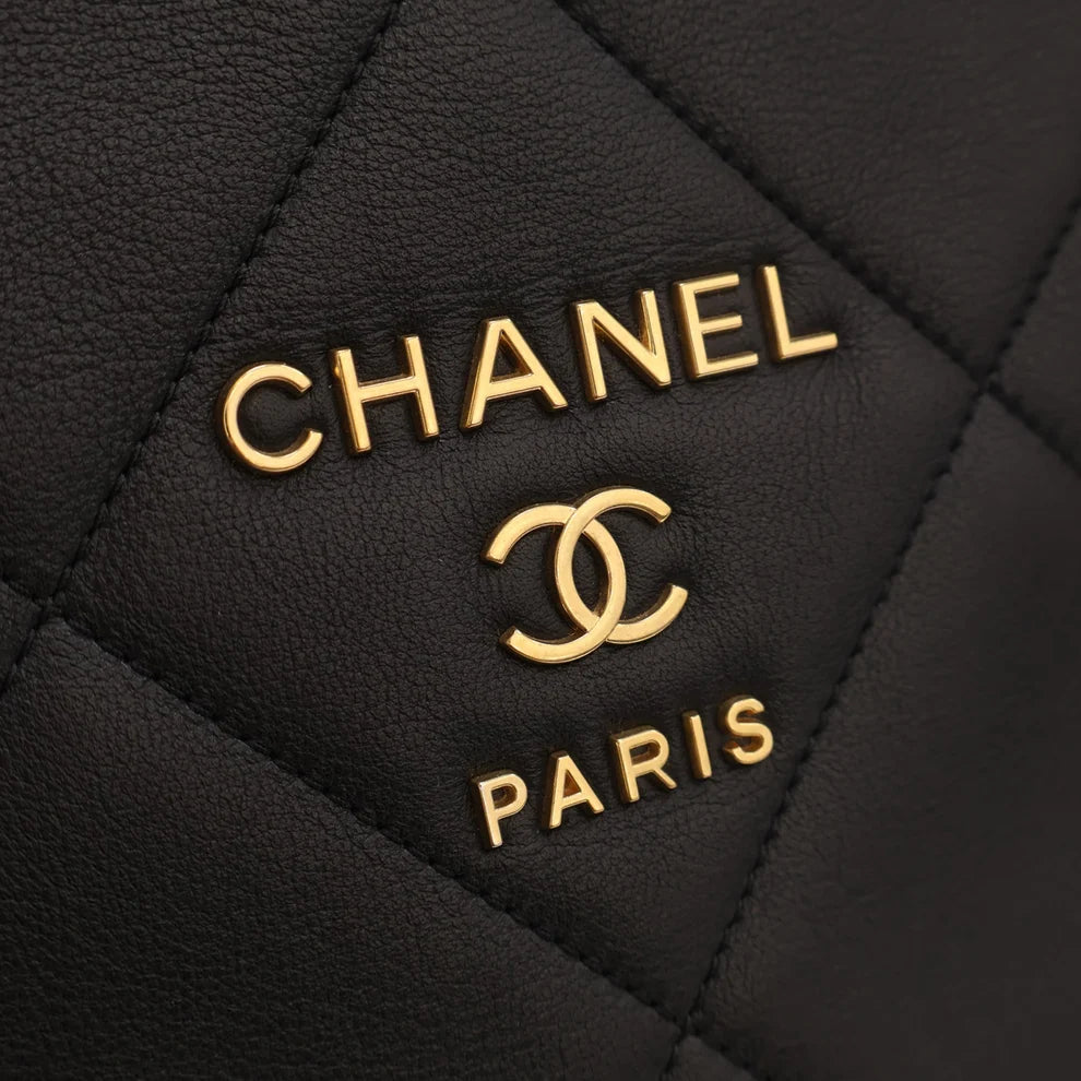 Chanel CC Quilted Lambskin Shopping Tote Bag