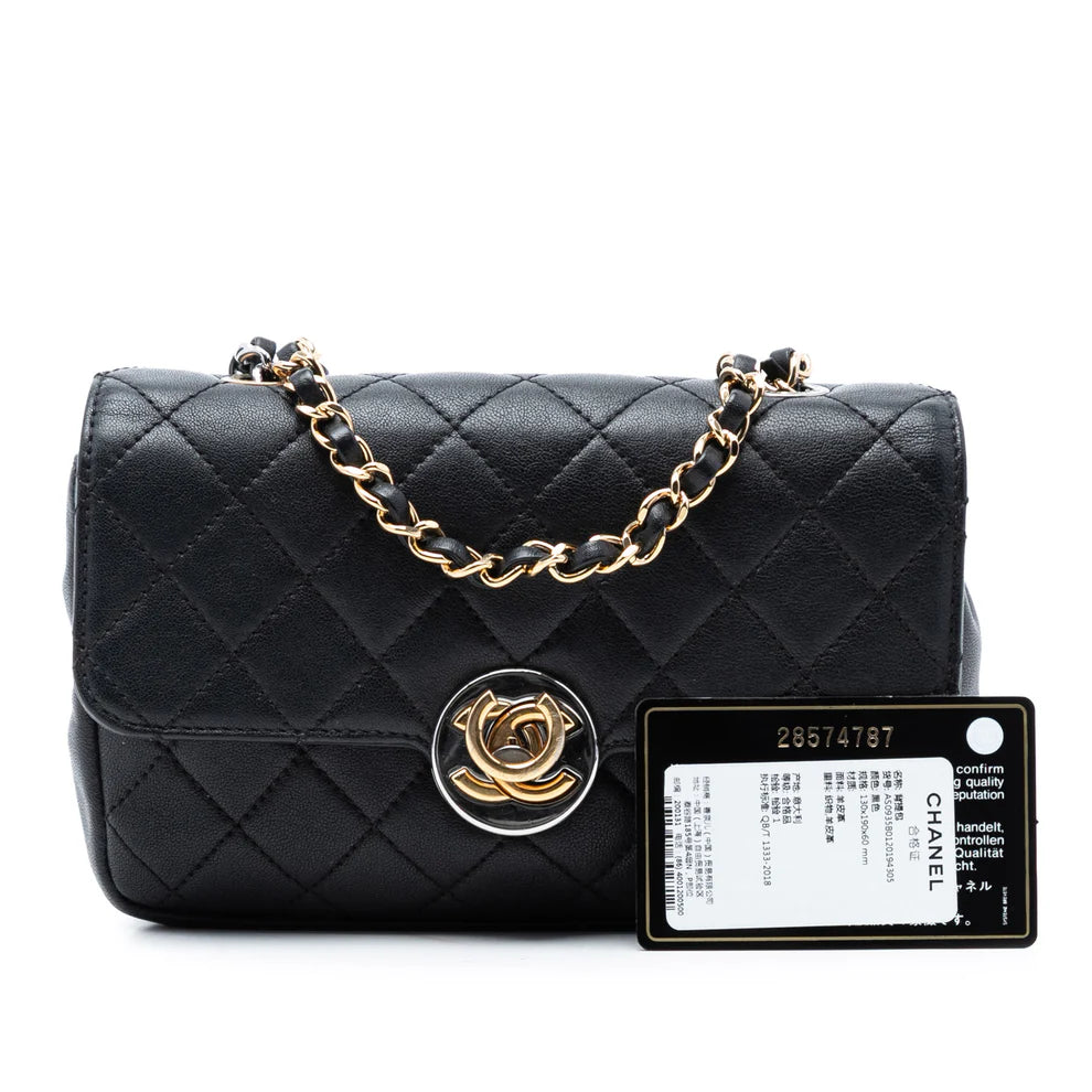 Chanel Quilted Lambskin Turn and Lock Flap Bag