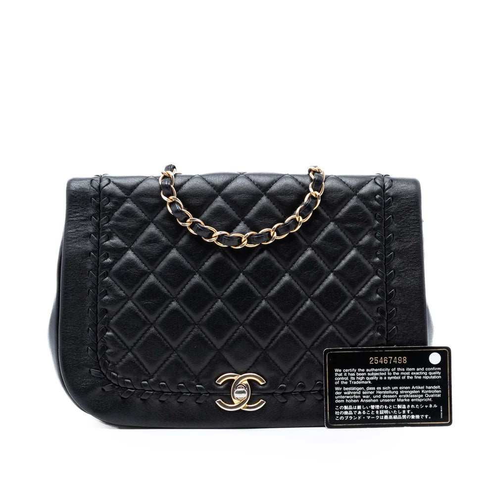 Chanel Quilted Lambskin Braided Saddle Flap Bag