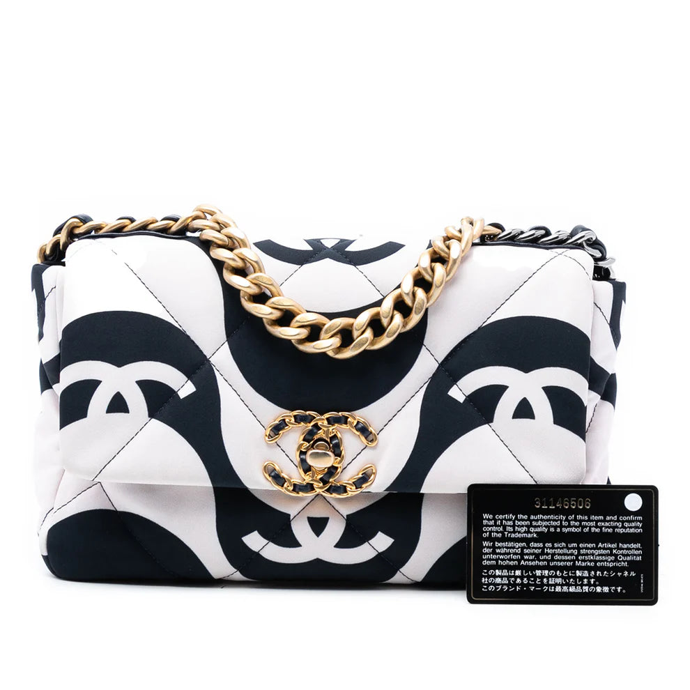 Chanel Medium Printed Silk 19 Flap Bag