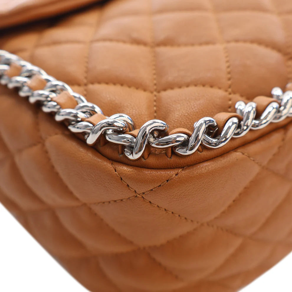 Chanel Maxi Quilted Washed Lambskin Chain Around Flap Bag