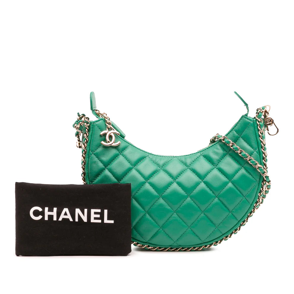 Chanel Small Quilted Lambskin Chain Around Hook Hobo Bag