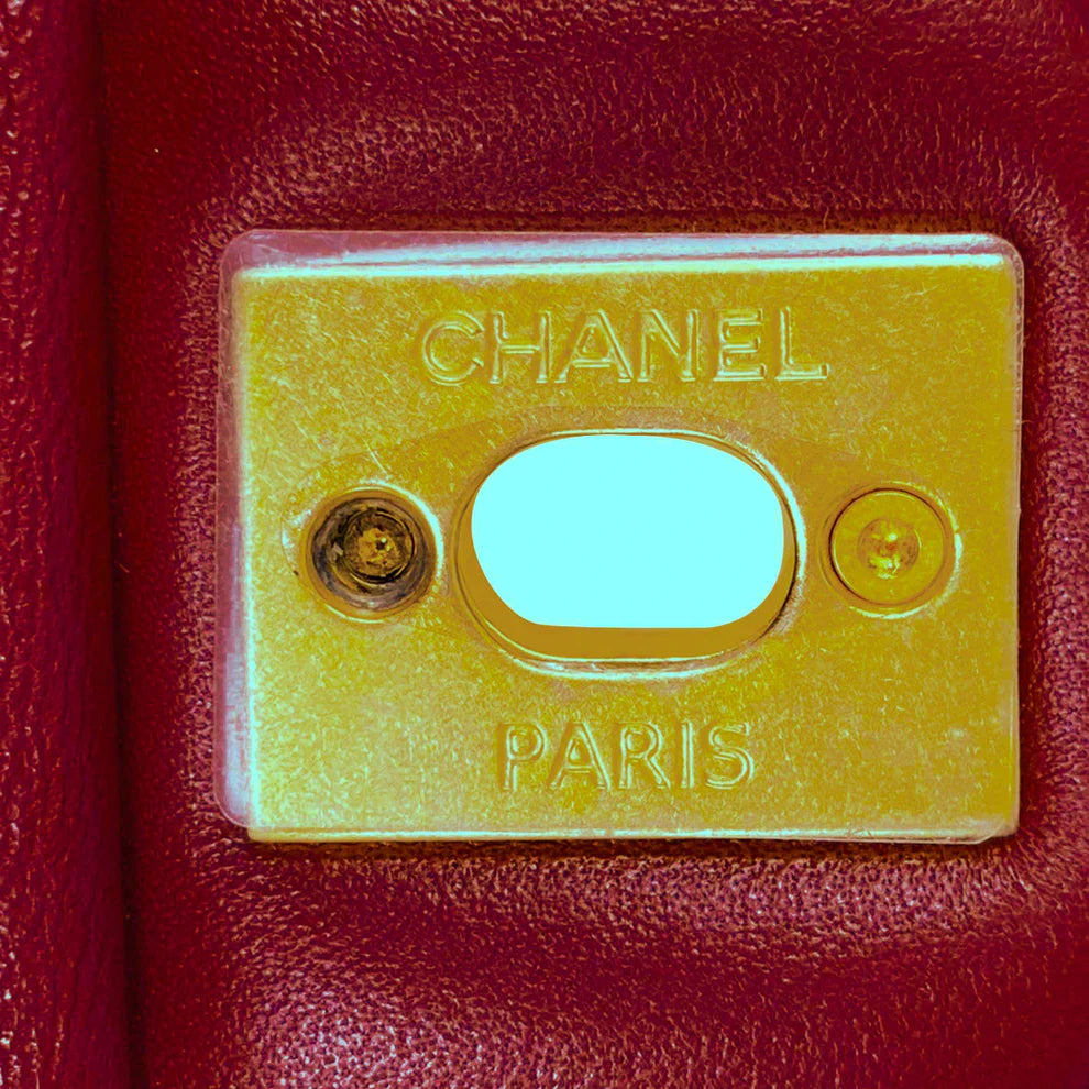 Chanel Mini Square Lambskin Coco Heart Chain Flap Bag