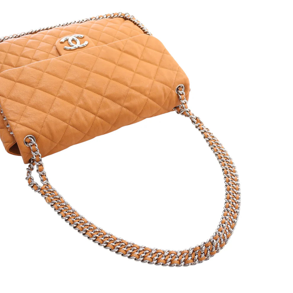 Chanel Maxi Quilted Washed Lambskin Chain Around Flap Bag