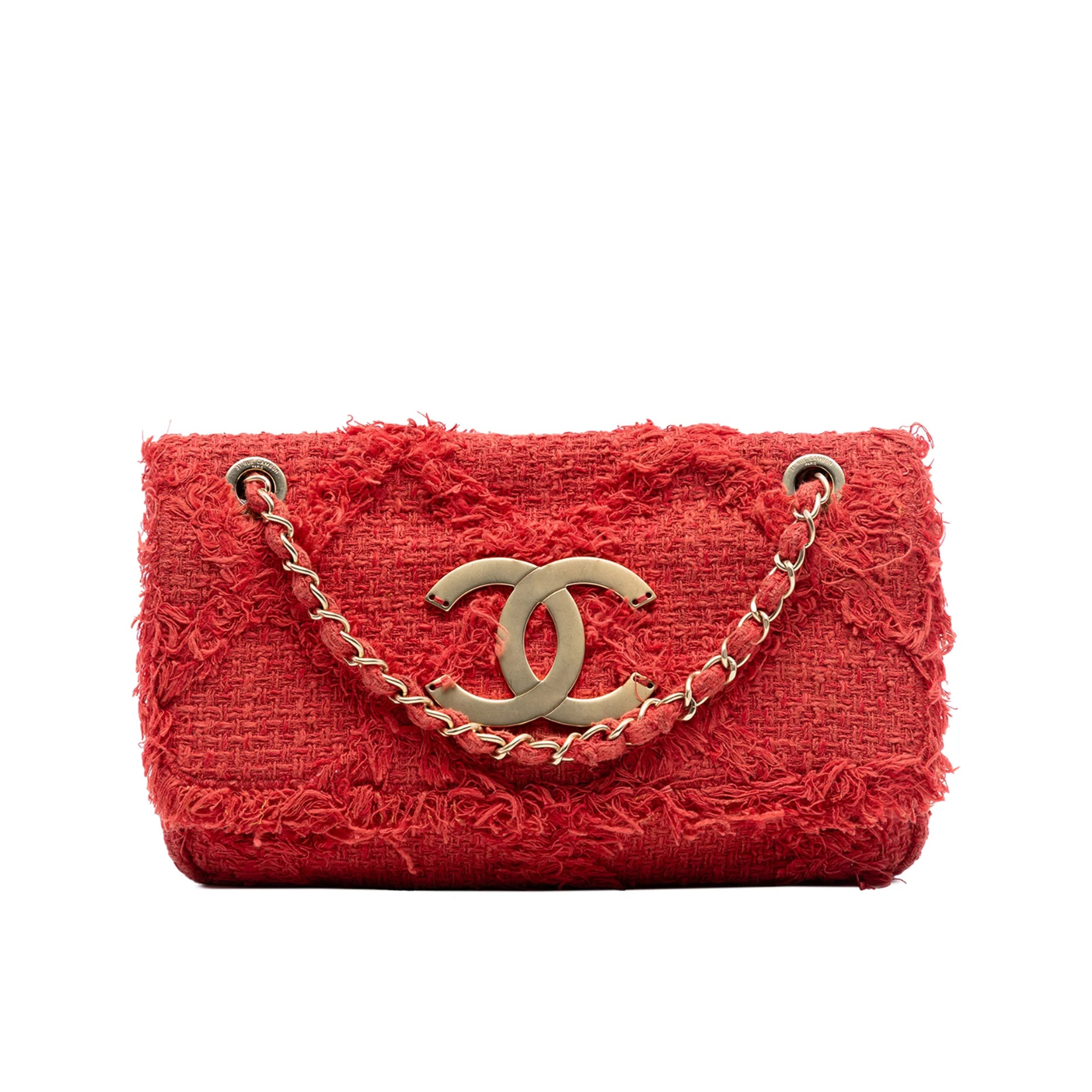Chanel Medium Diamond Stitch Nature Tweed Bag Orange