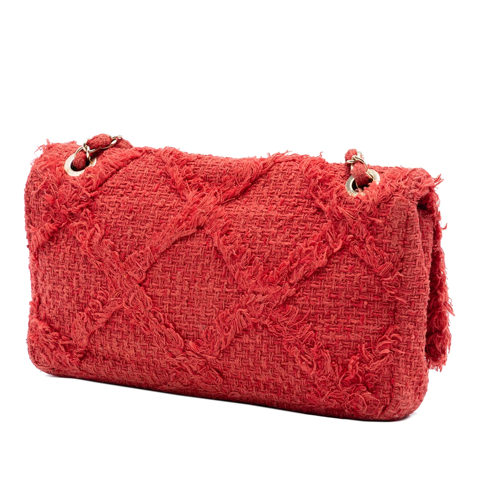 Chanel Medium Diamond Stitch Nature Tweed Bag Orange