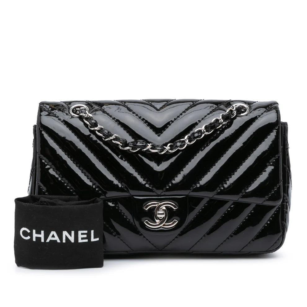 Chanel Medium Classic Chevron Patent Double Flap Bag