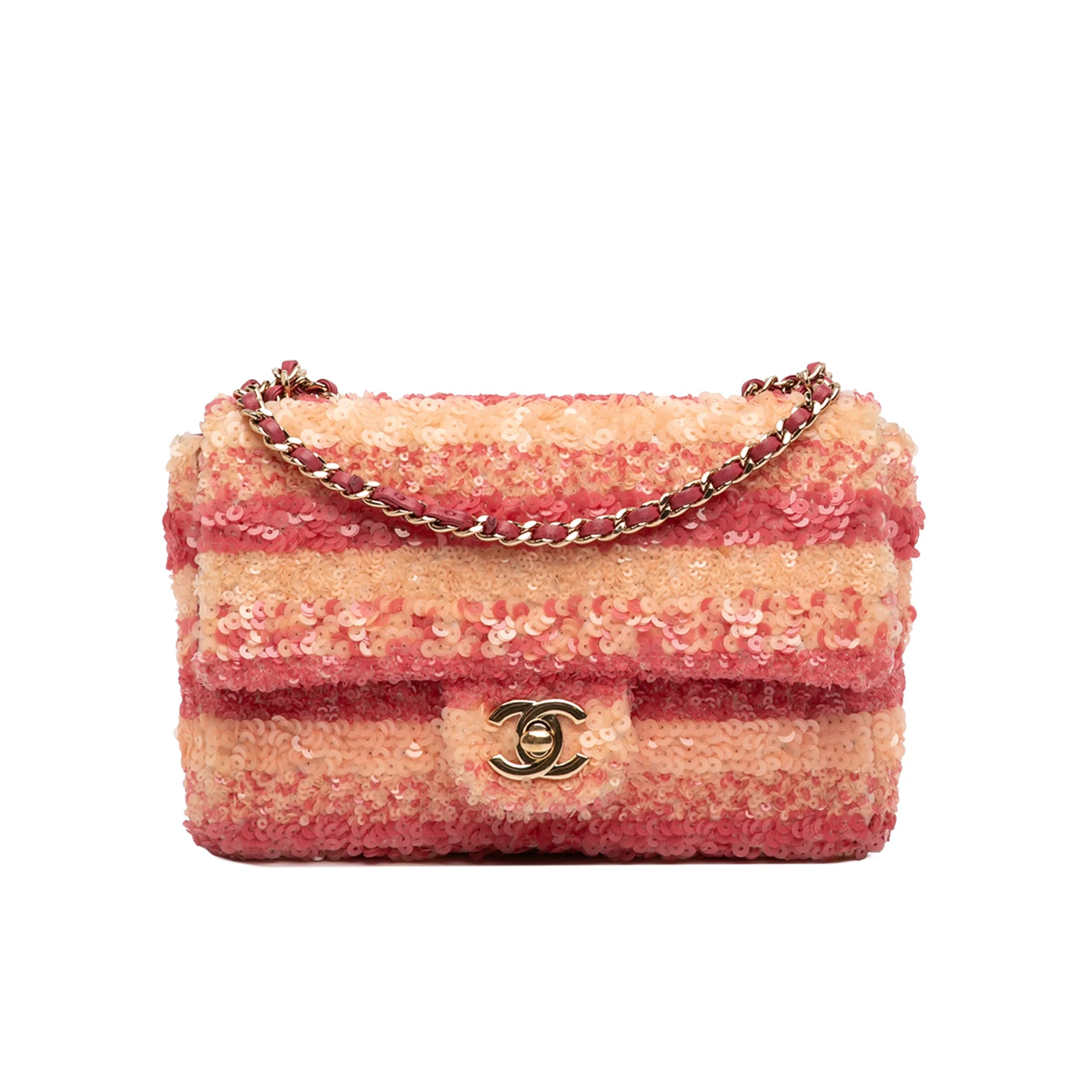 Chanel Mini Rectangular Bicolor Striped Sequins Flap