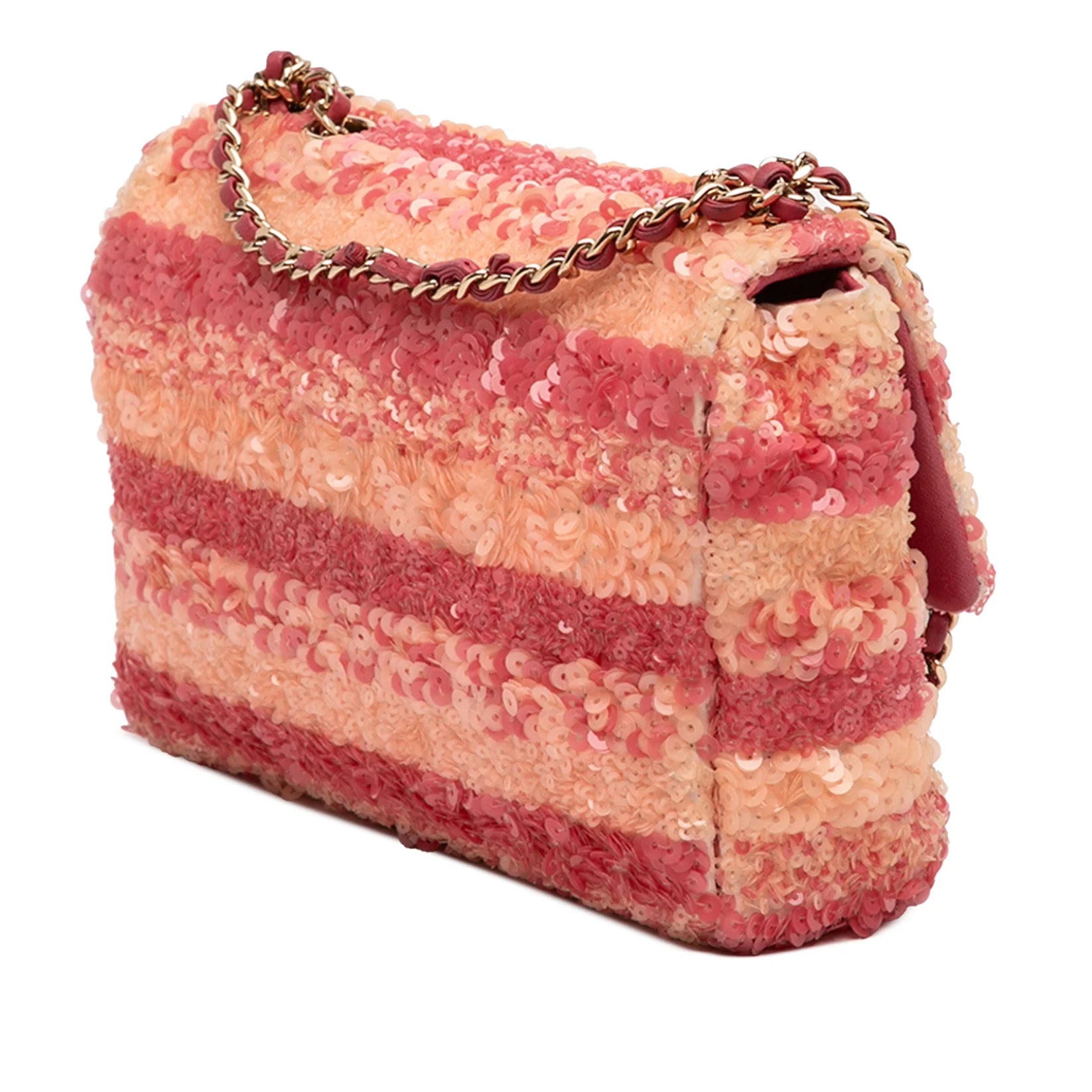 Chanel Mini Rectangular Bicolor Striped Sequins Flap