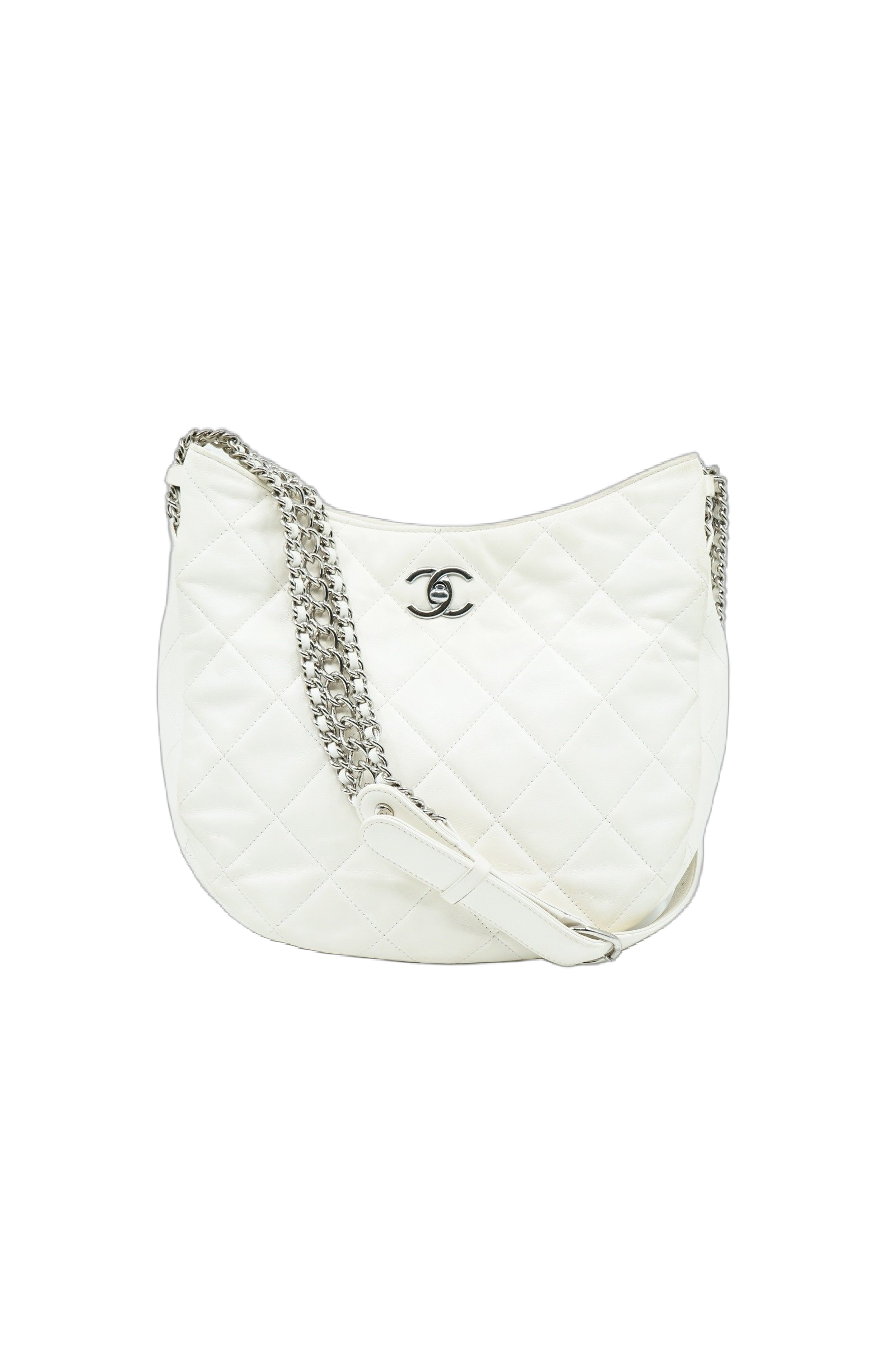 Chanel Chain Rows Hobo Bag White