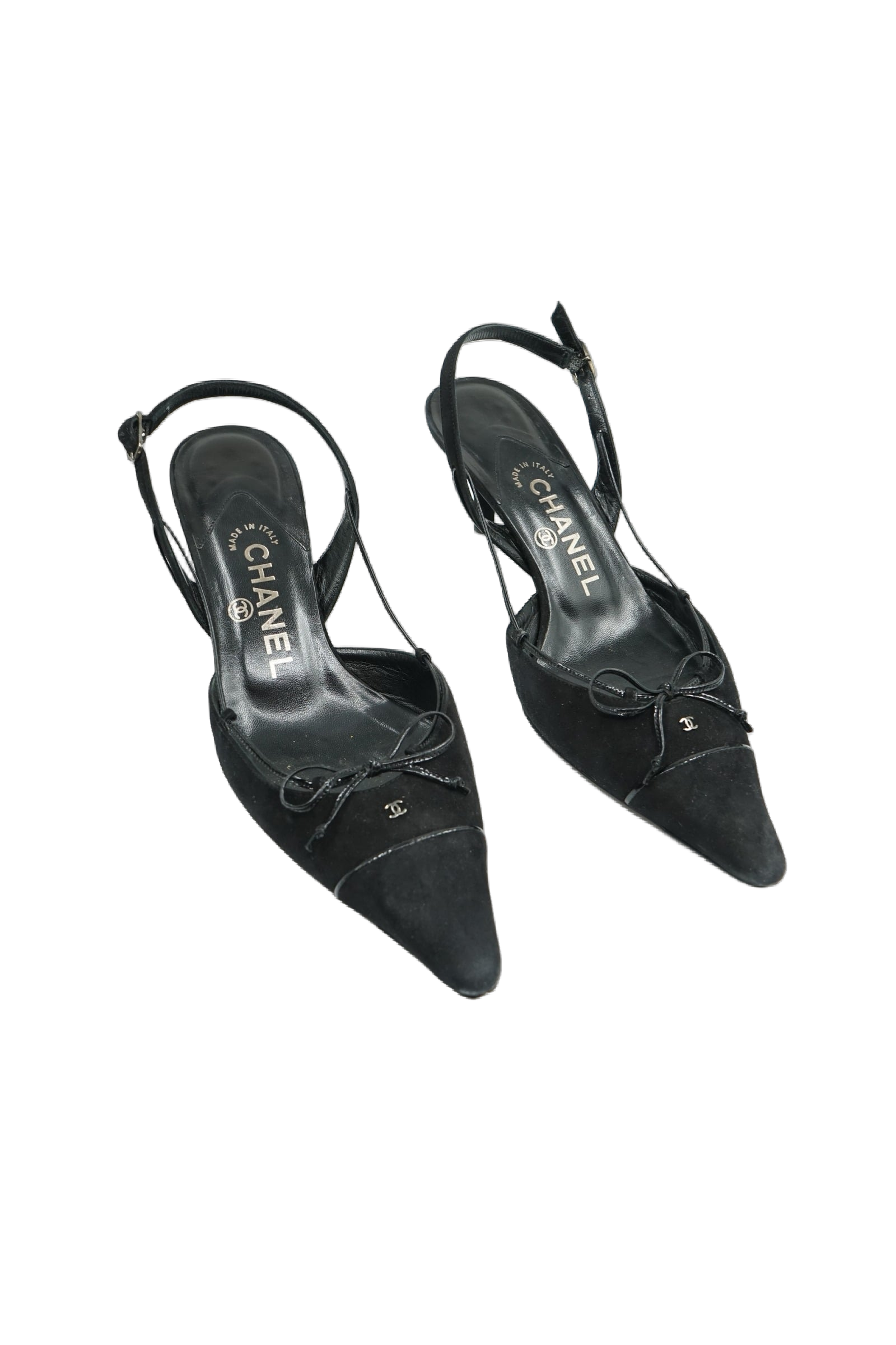 Chanel Strappy Slingback Logo Heels