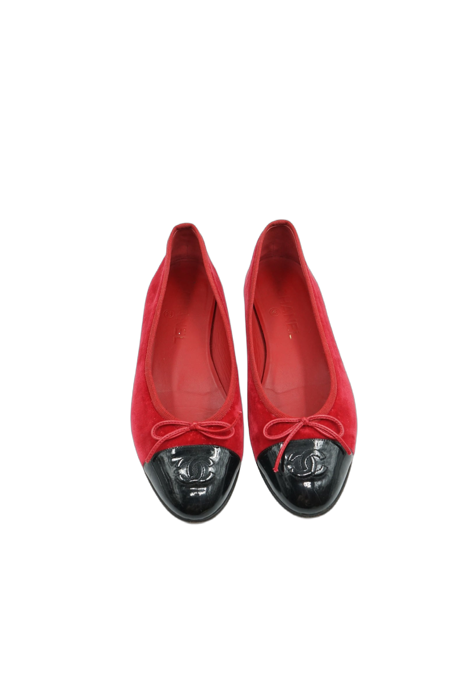 Chanel Velvet Ballet Flats Red