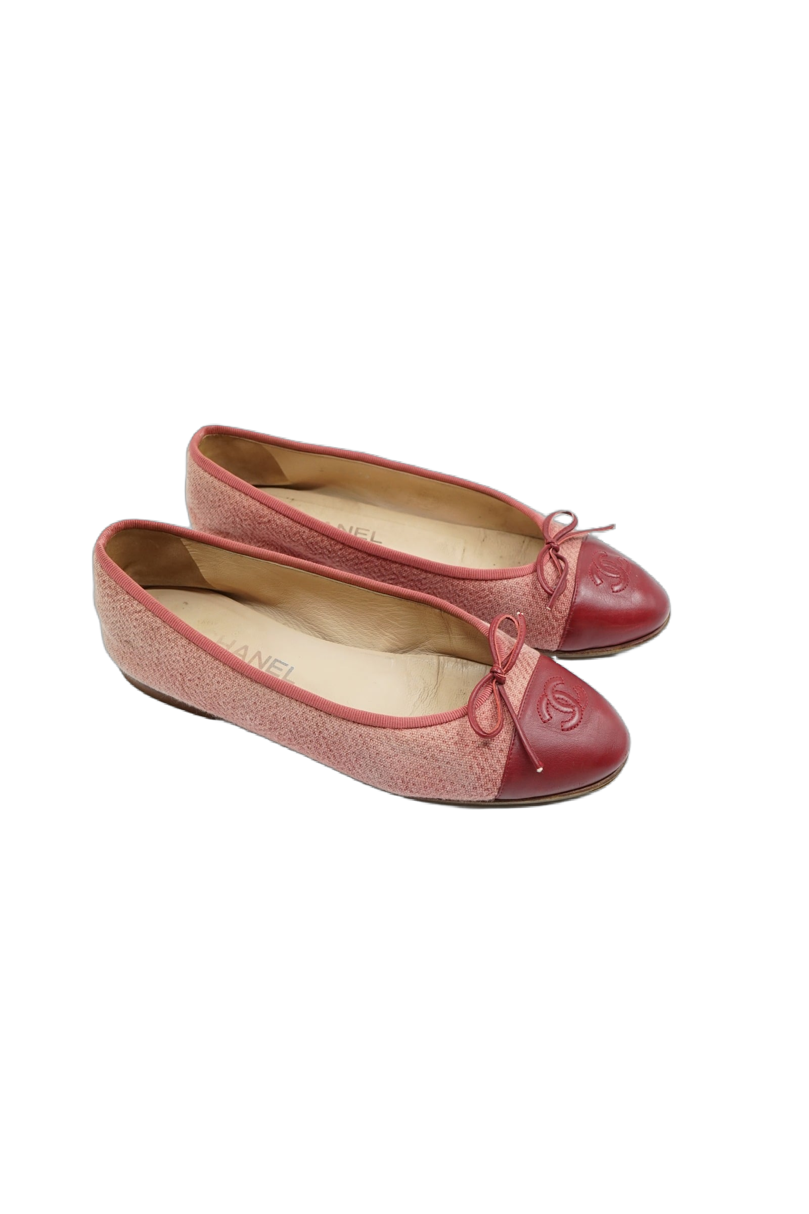 Chanel Tweed Ballet Flats Red