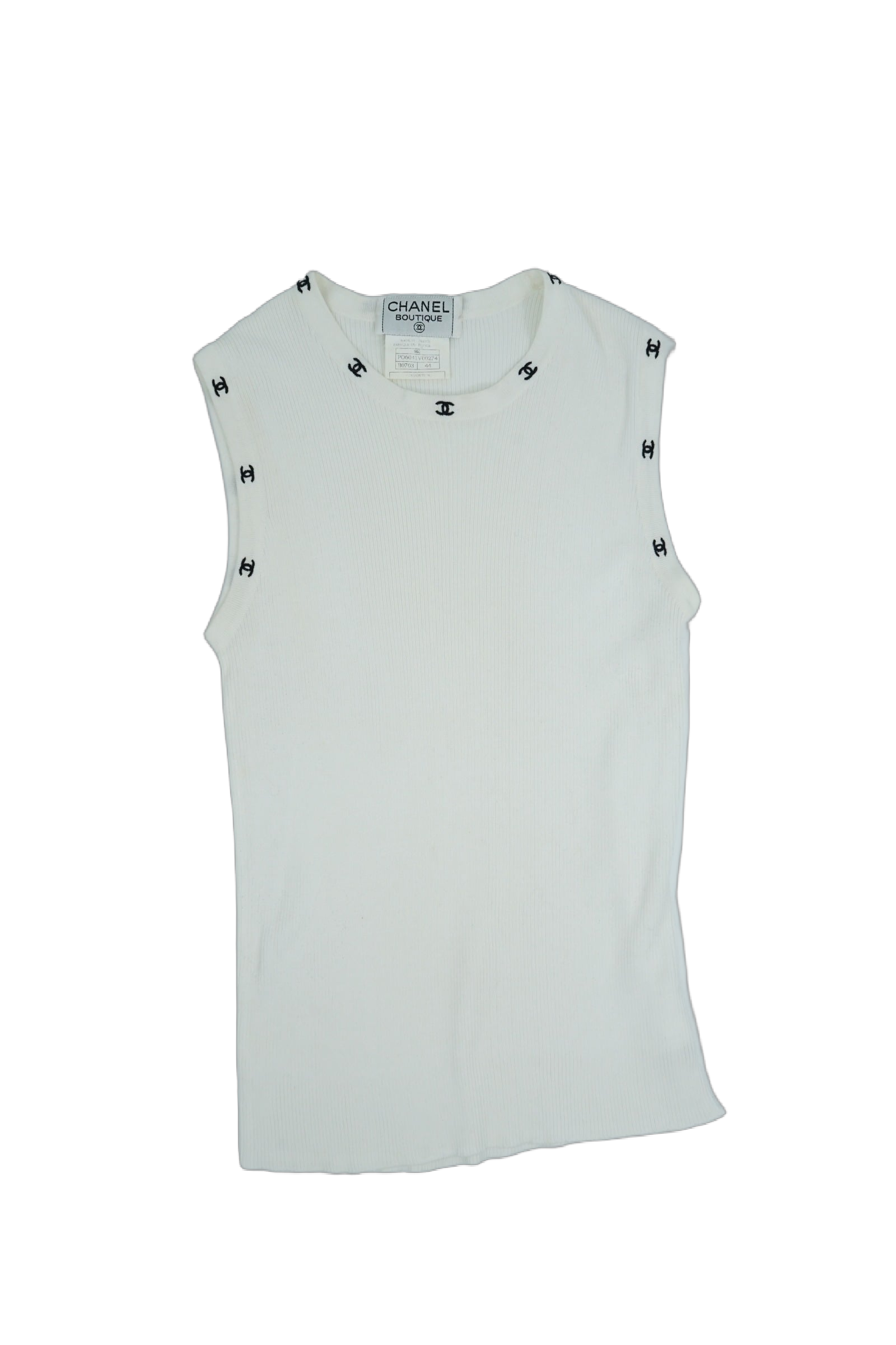 Chanel 1996C Ribbed Logo Tank Top