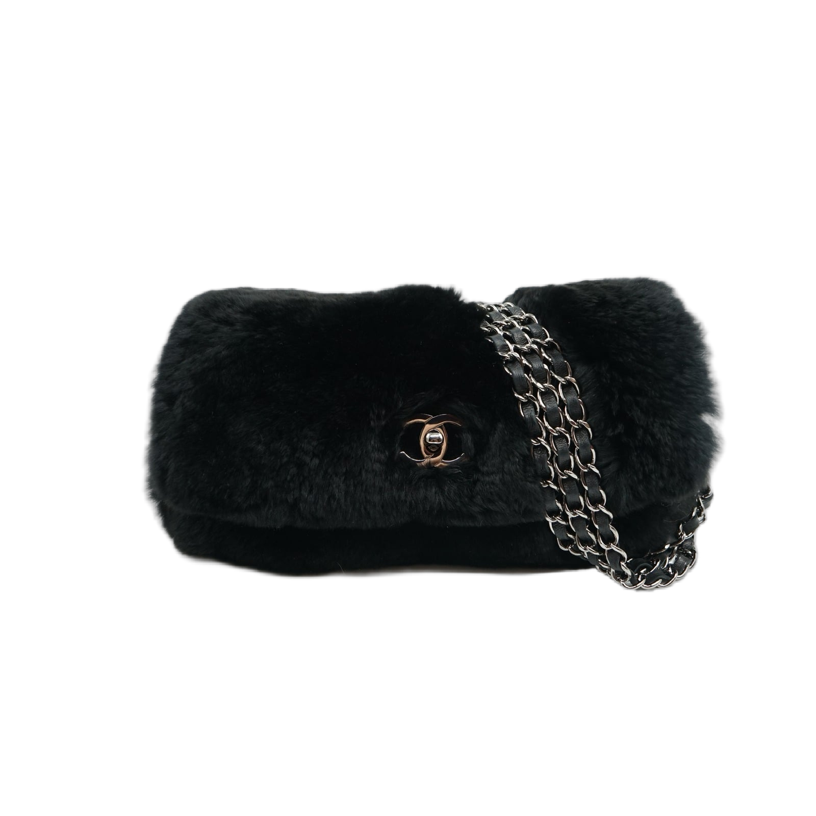 Chanel Triple Chain Fur Flap Bag