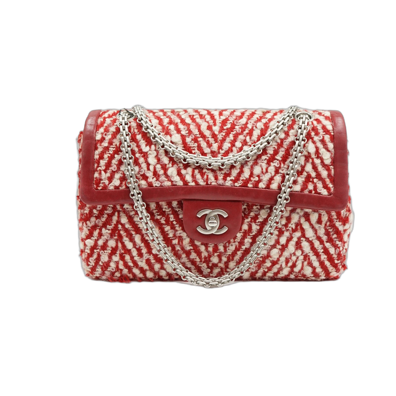 Chanel Medium Chevron Tweed Flap Bag