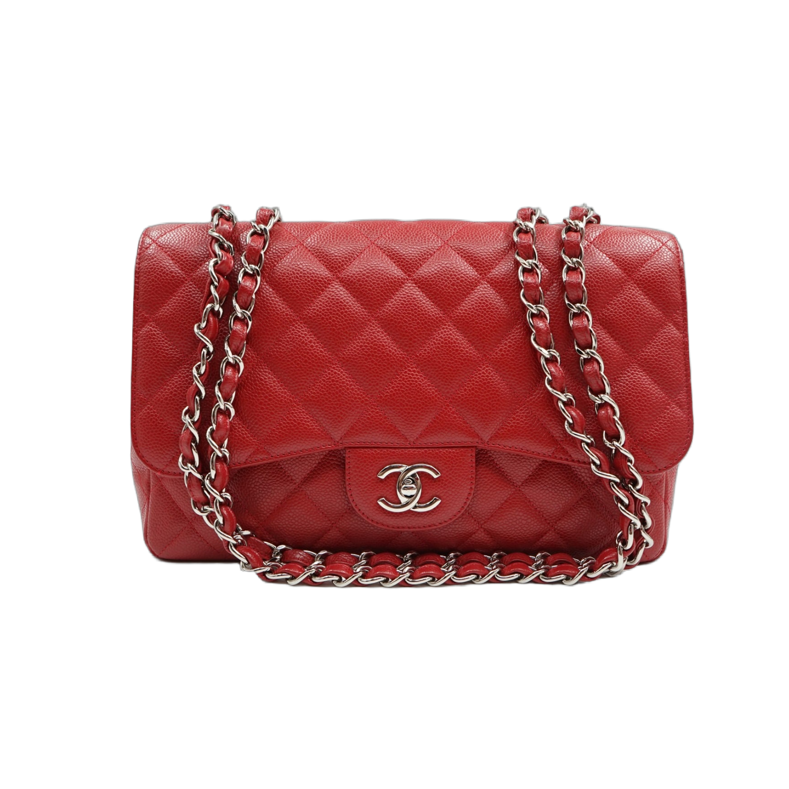 Chanel Jumbo Single Flap Caviar Leather Red