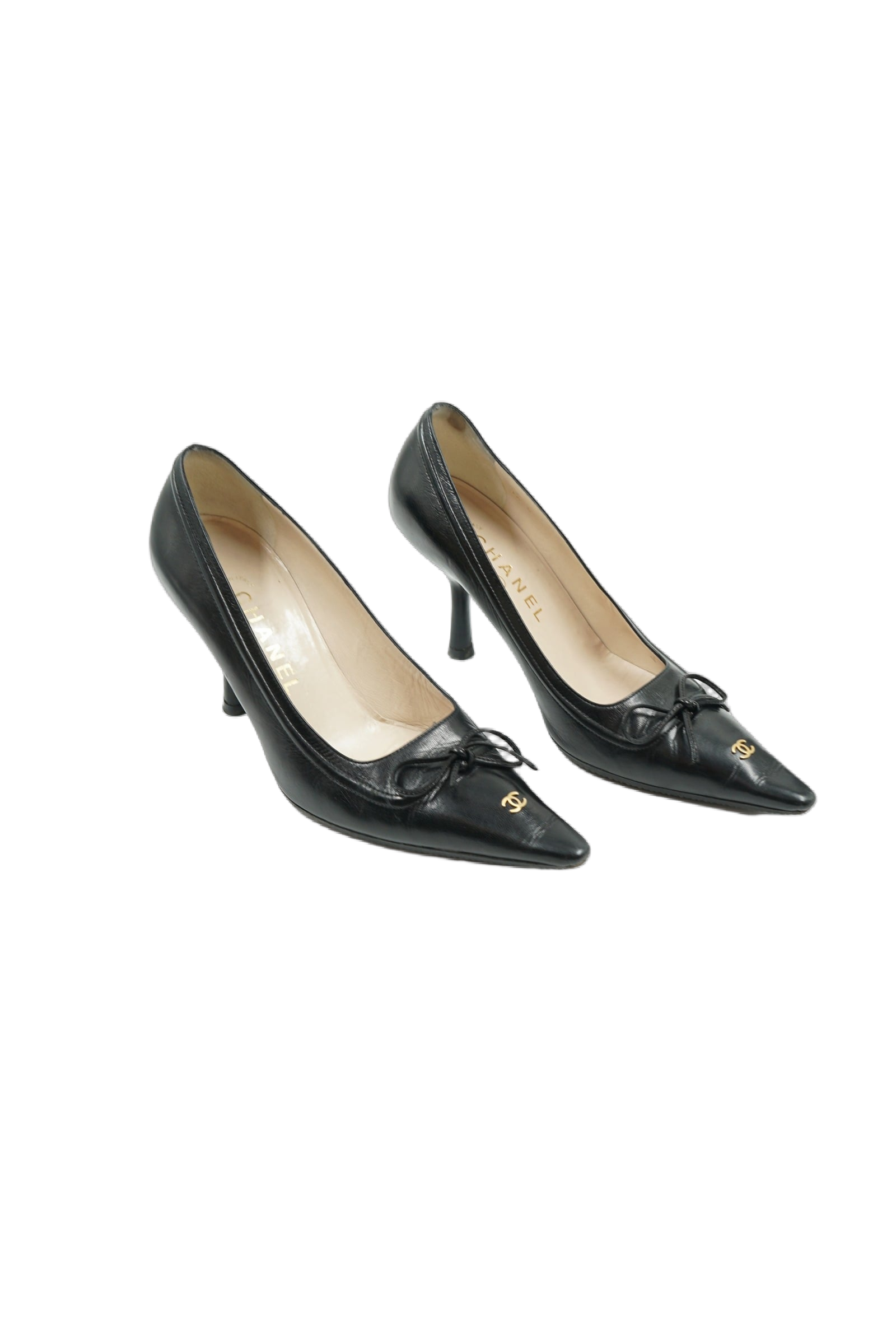 Chanel Logo Heels Black