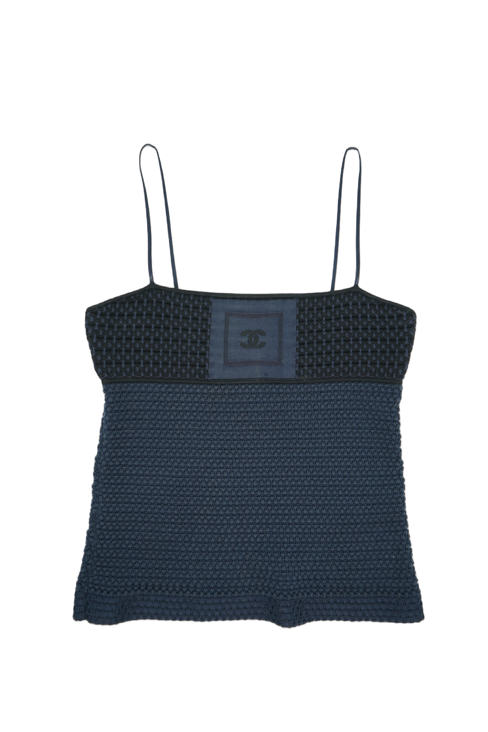 Chanel 2003 Navy Knit Logo Camisole
