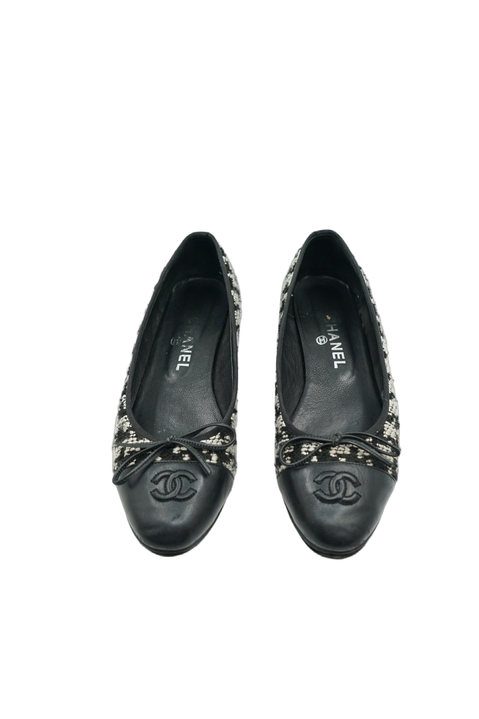 Chanel Tweed Cap Toe Ballet Flats